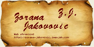 Zorana Jakovović vizit kartica